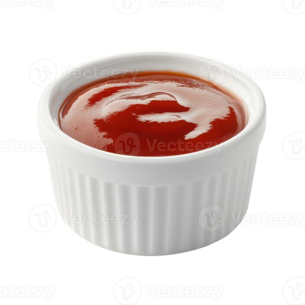 Perfectly Served Tomato Ketchup in a Classic Ramekin, on the transparent Background. Format png
