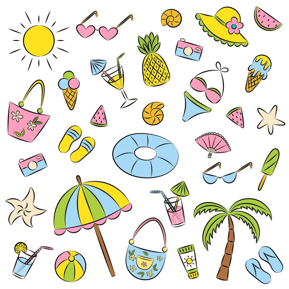 Colorful Summer Beach Pattern Illustration vector