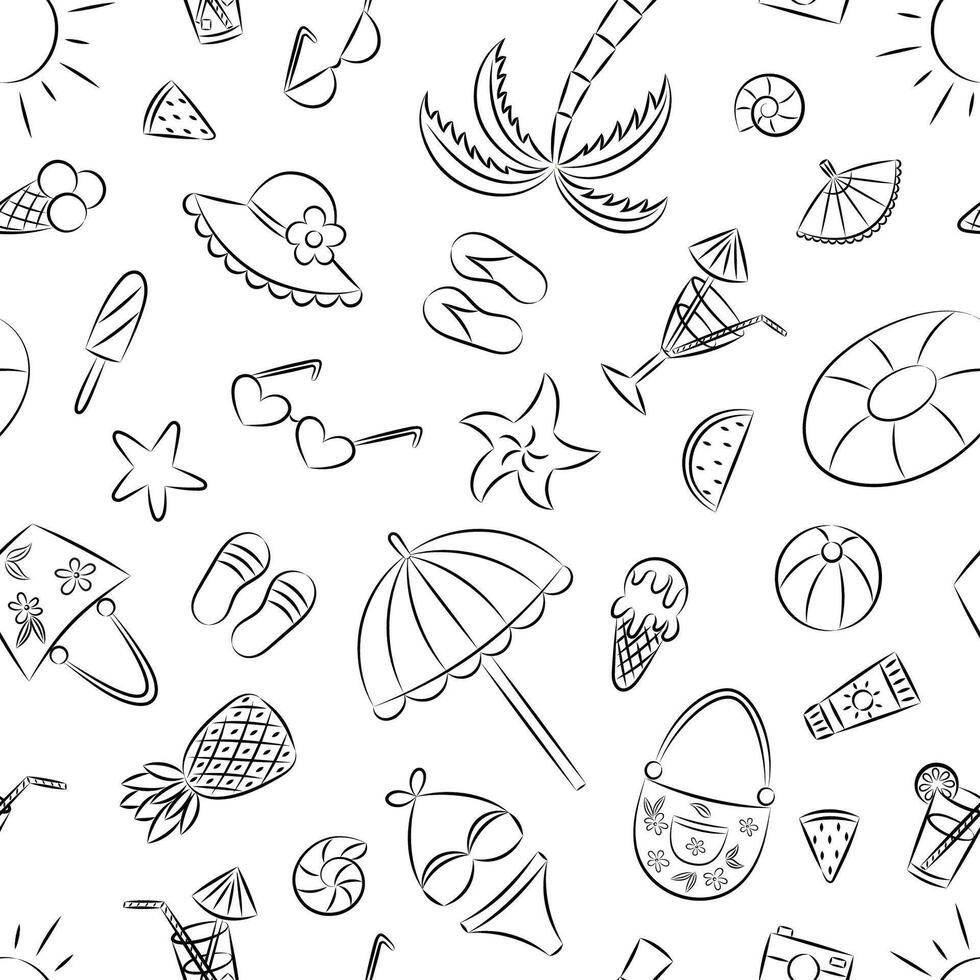 Summer themed Hand drawn Pattern vector