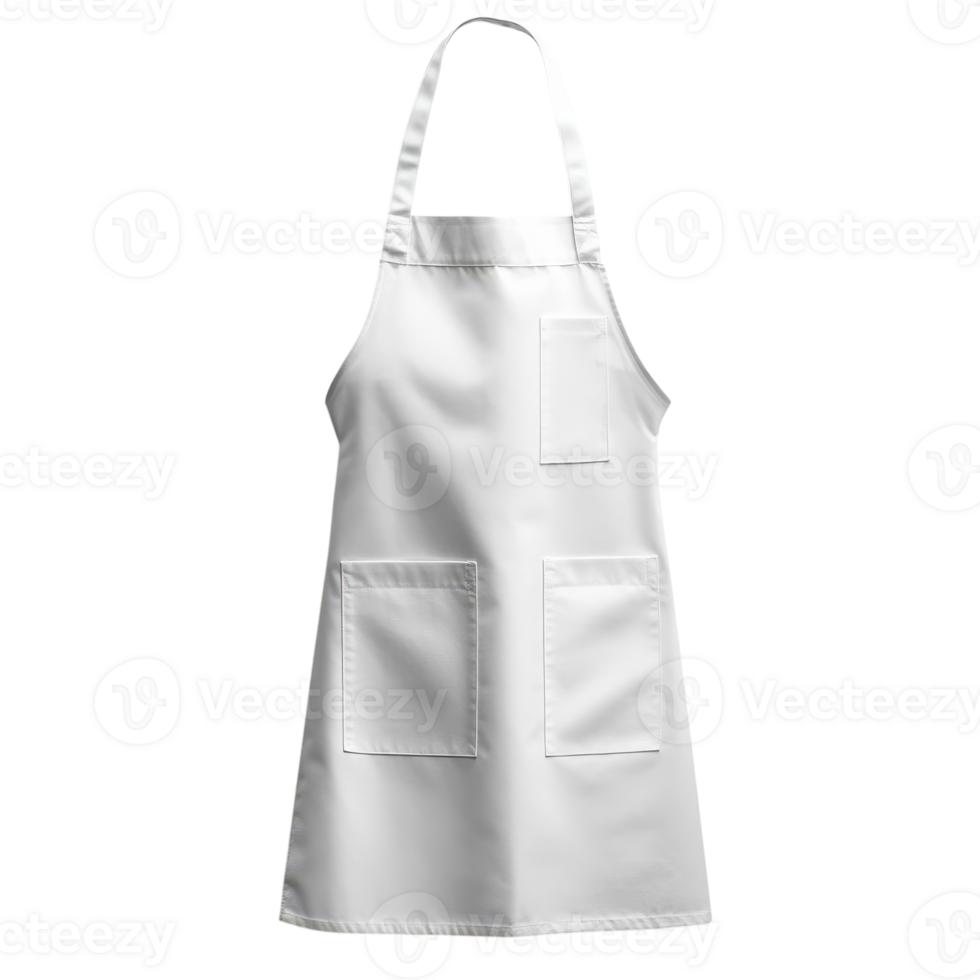 Classic White Kitchen Apron for Culinary Adventures at Home, on the transparent Background. Format png