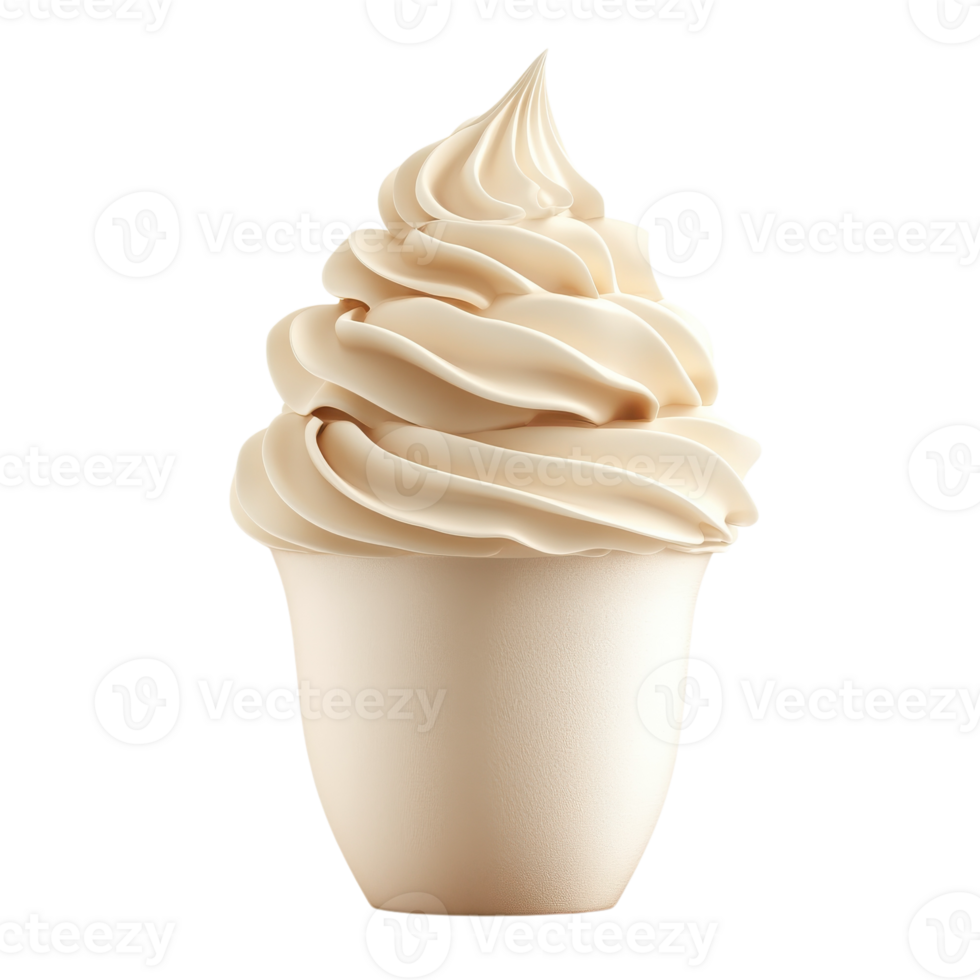 Creamy Whipped Delight Swirls in Perfect Form, on the transparent Background. Format png