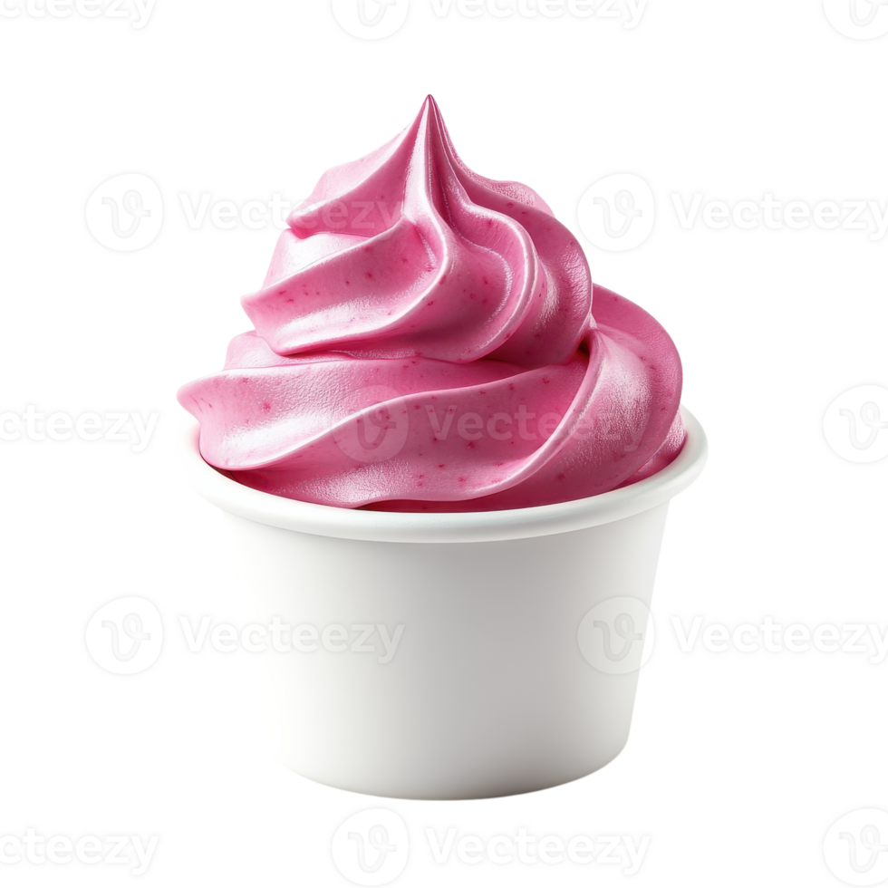 Creamy Strawberry Frozen Yogurt Delight in a Cup, on the transparent Background. Format png