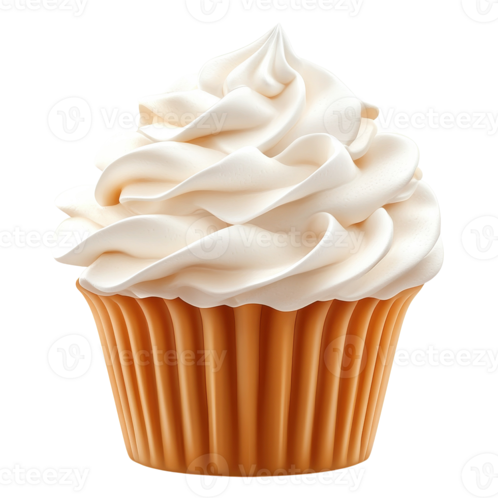 Whipped Cream Delight Topping a Cupcake With Creamy Texture, on the transparent Background. Format png
