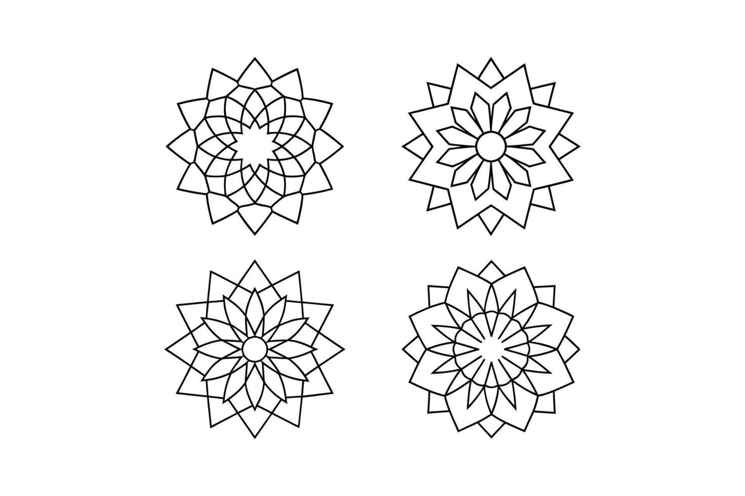 Minimalist floral mandala patterns for art and design vector