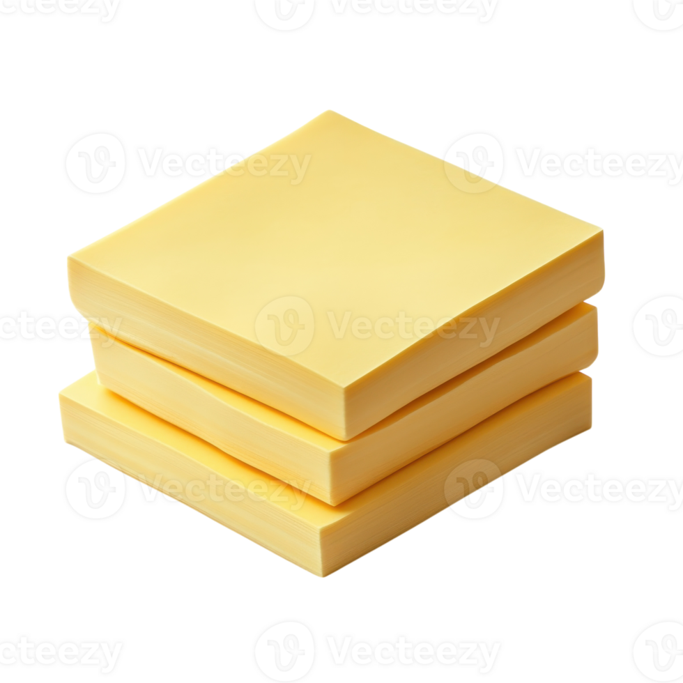 Bright Yellow Sticky Notes Stacked for Creative Ideas and Reminders, on the transparent Background. Format png
