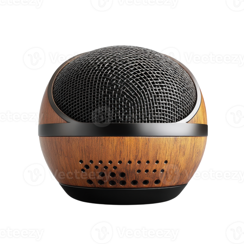 Wireless Speaker With Wooden Finish for Modern Sound Experience, on the transparent Background. Format png