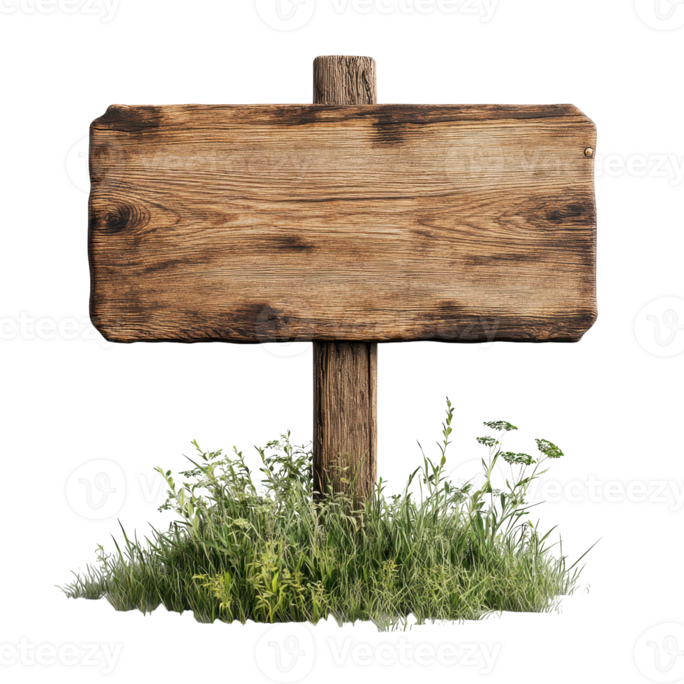 Unique Yard Sign Showcasing Rustic Charm in Natural Setting, on the transparent Background. Format png