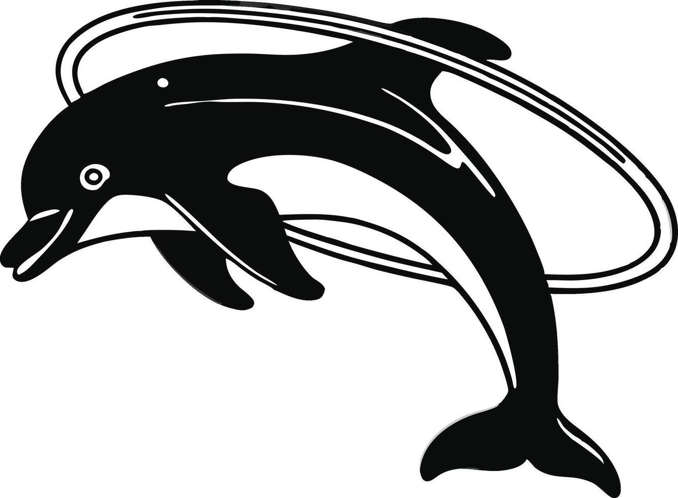 playful spinning dolphin icon on white background. vector
