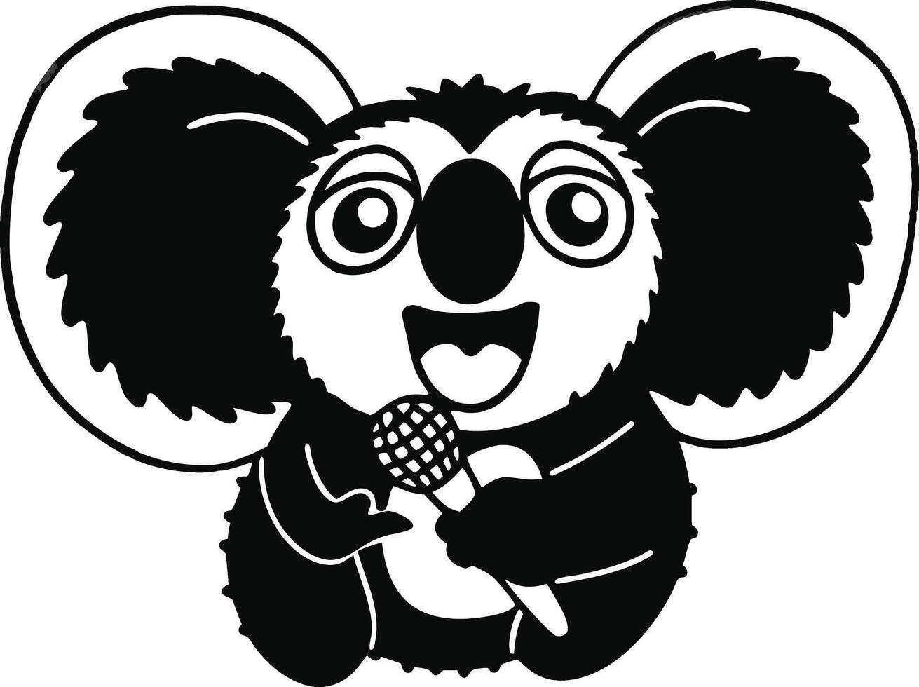 cheerful singing koala icon on white background. vector