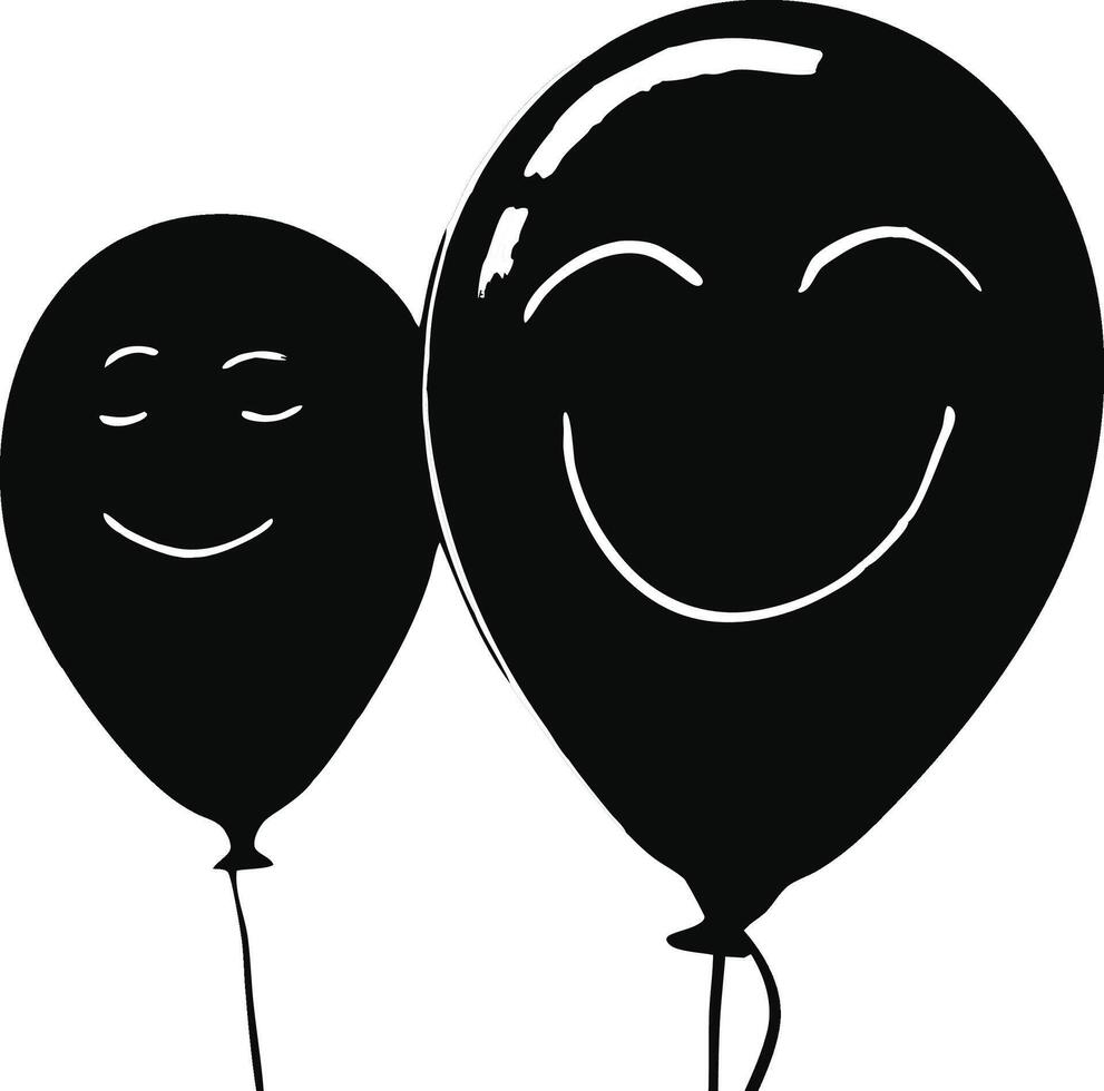 happy floating balloon silhouette on white backgrod. vector