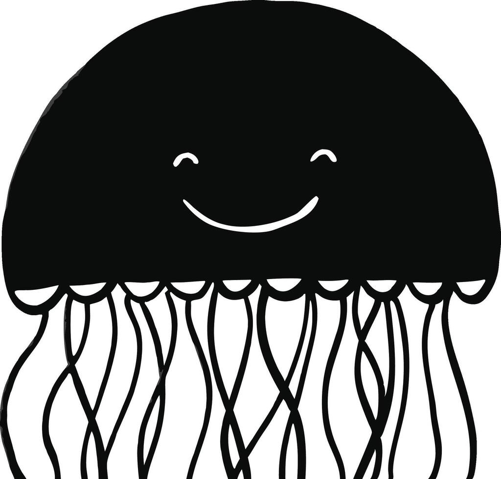smiling jellyfish silhouette on white background vector