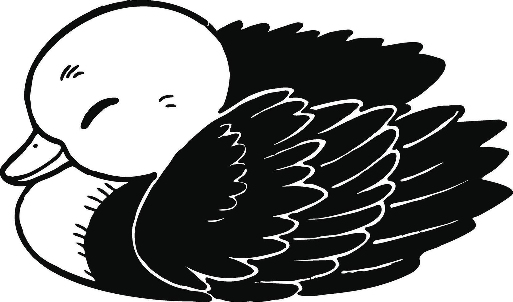 sleepy baby duck icon on white background. vector