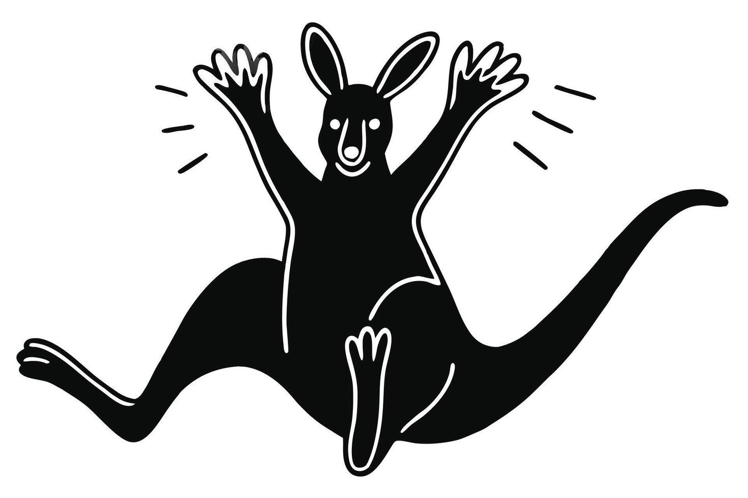 funny hopping kangaroo silhouette art. vector