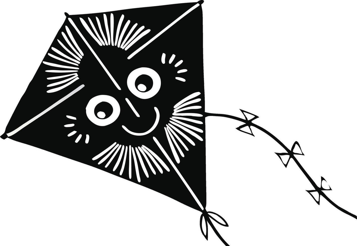 happy flying kite icon on white background. vector