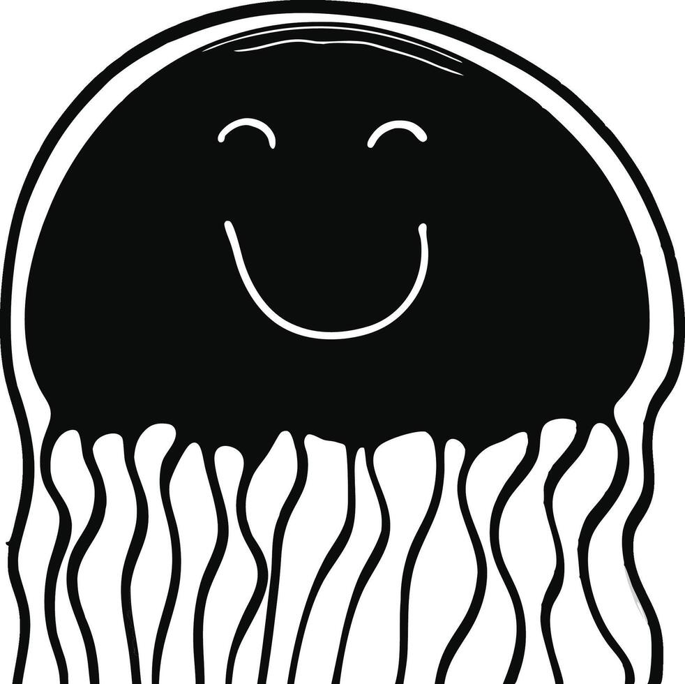 smiling jellyfish silhouette on white background . vector