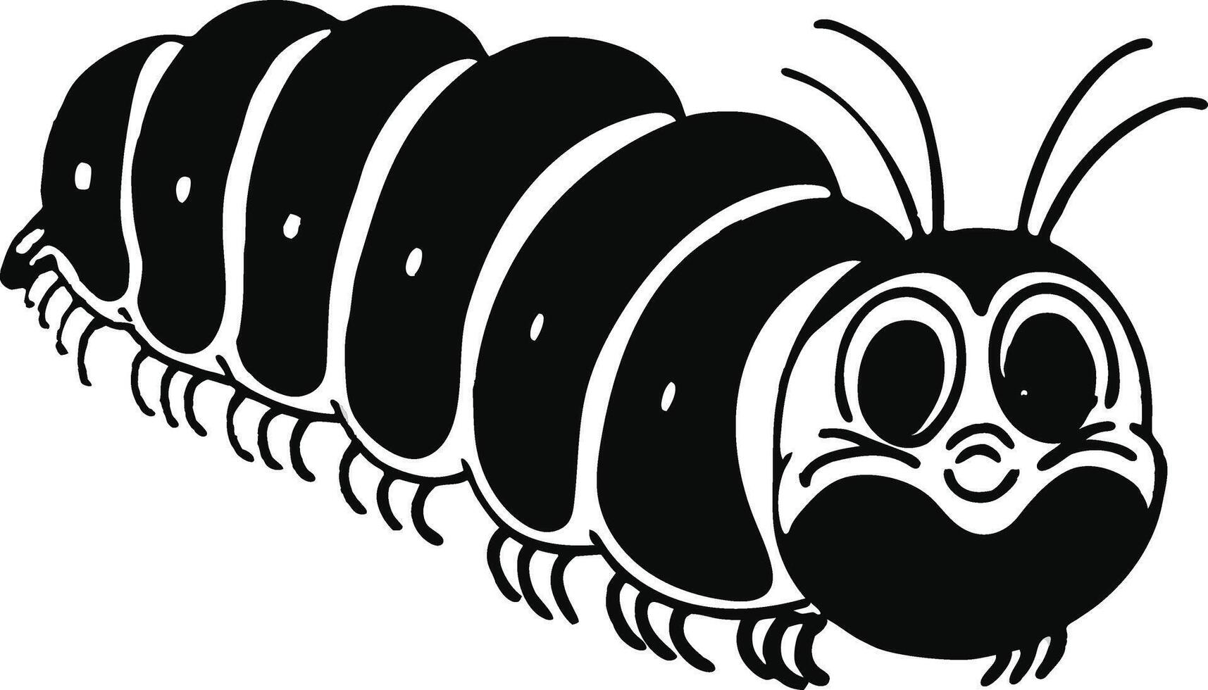 silly crawling caterpillar icon art. vector