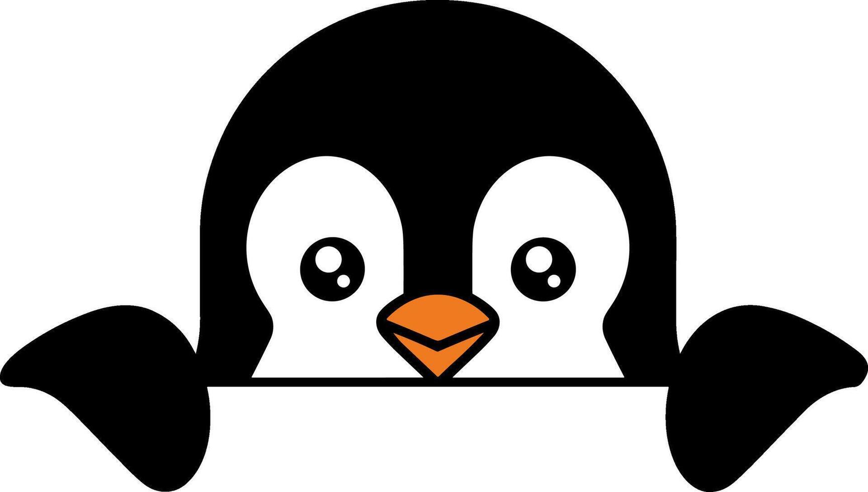 Peeking Penguin with Cute Cartoon Face vector