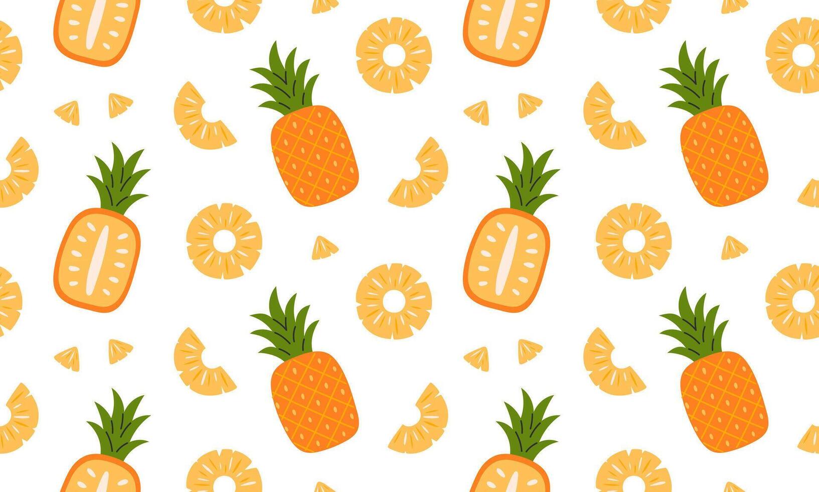 Pineapple seamless pattern. Tropical fruits fruits background design. Collection of organic vitamins and healthy nutrition. Flat illustration vector