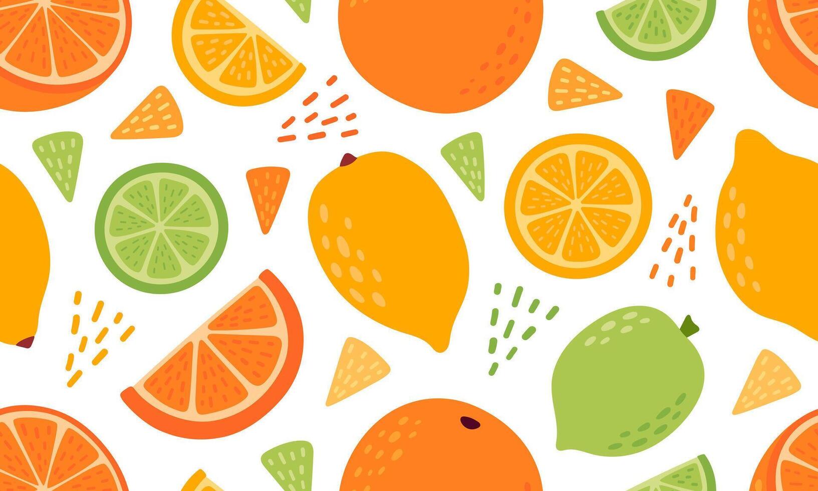 Citrus fruits seamless pattern. Lemon, orange, lime, grapefruit. Fruits and berries background design. Collection of organic vitamins and healthy nutrition. Flat illustration vector