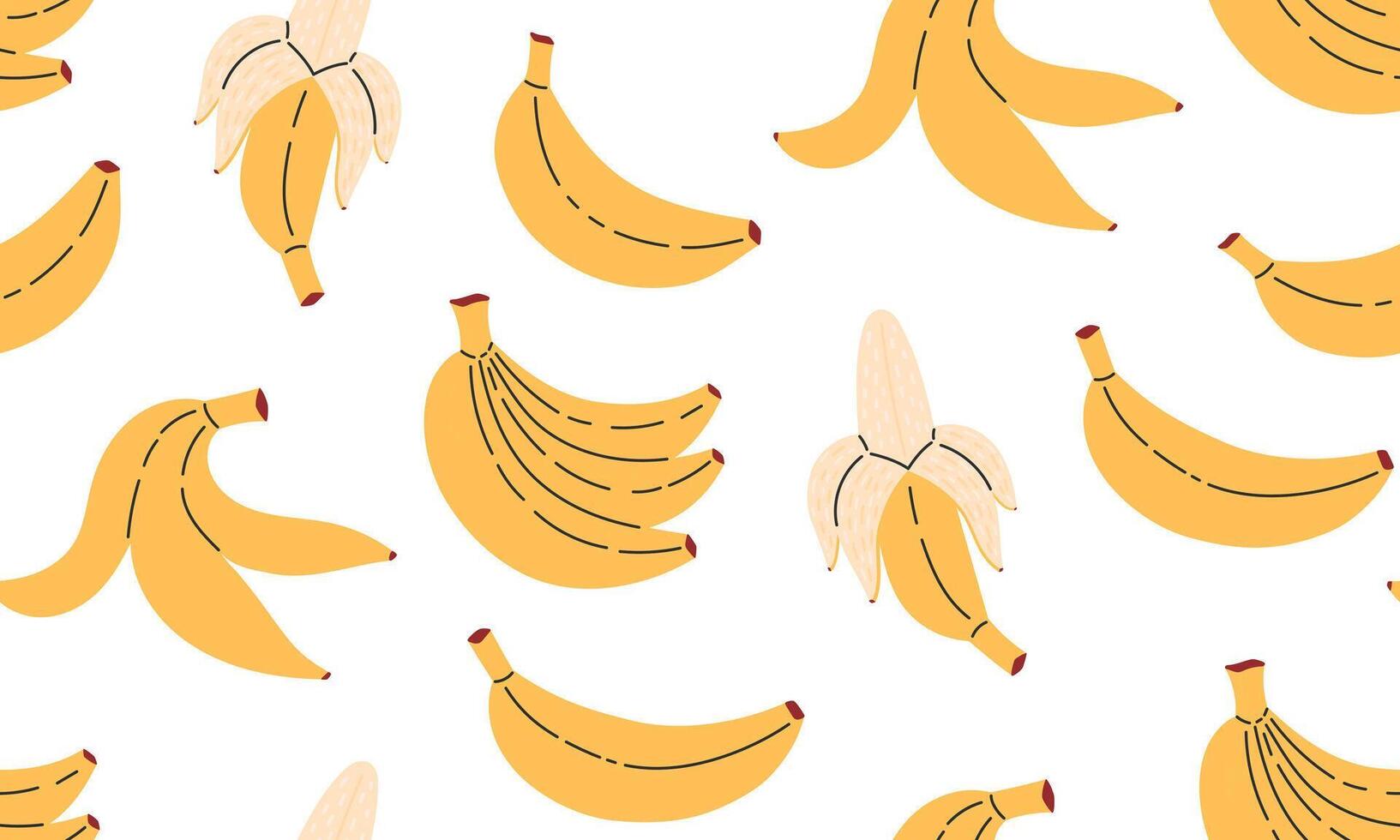 Fresh banana seamless pattern. Tropical Fruits background design. Collection of organic vitamins and healthy nutrition. Flat illustration vector