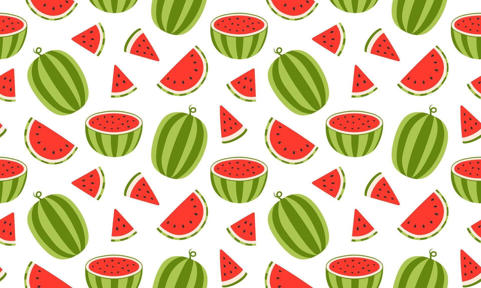 Watermelon seamless pattern. Summer fruits background design. Collection of organic vitamins and healthy nutrition. Flat illustration vector