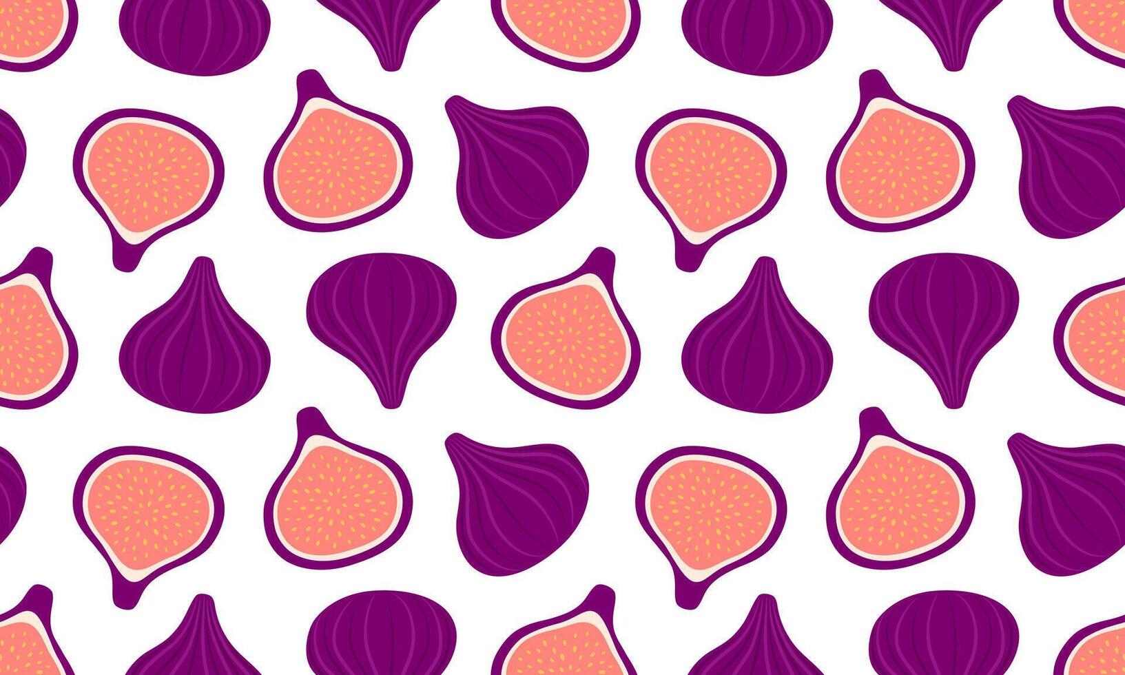 Figs seamless pattern. Tropical fruits background design. Collection of organic vitamins and healthy nutrition. Flat illustration vector