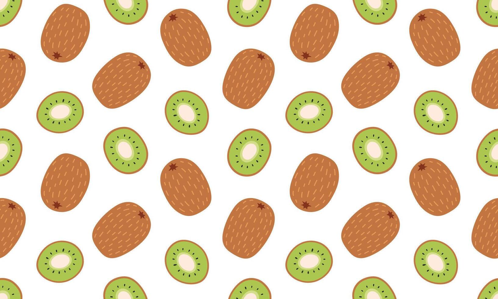 Kiwi seamless pattern. Tropical fruits background design. Collection of organic vitamins and healthy nutrition. Flat illustration vector
