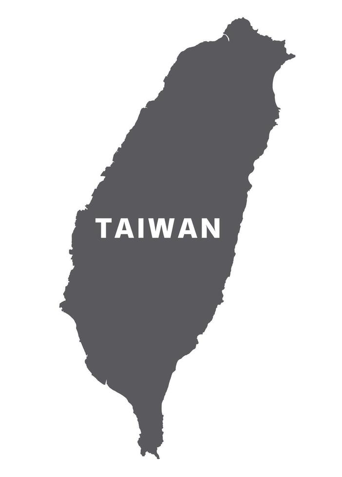 Simple flat Taiwan map grey illustration vector
