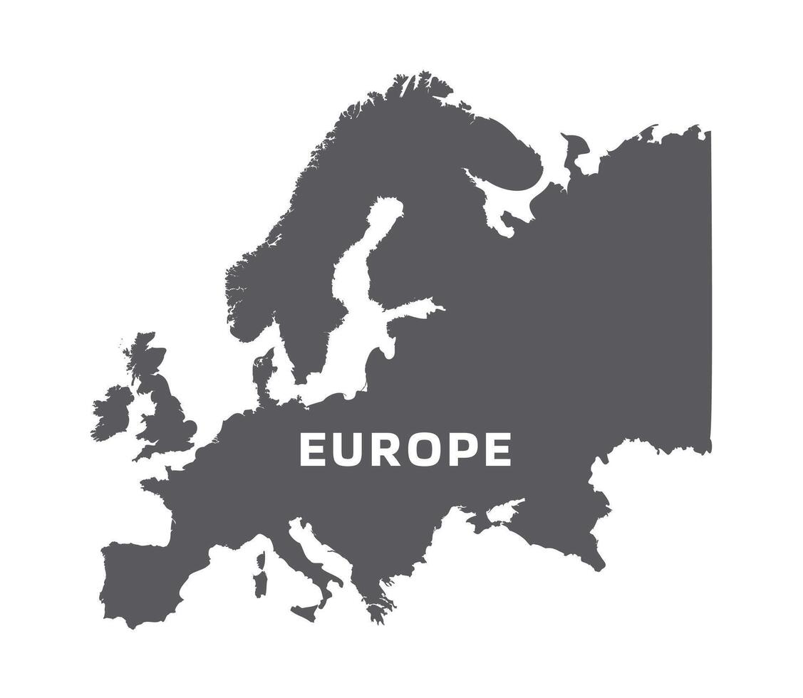 Simple flat Europe map grey illustration vector