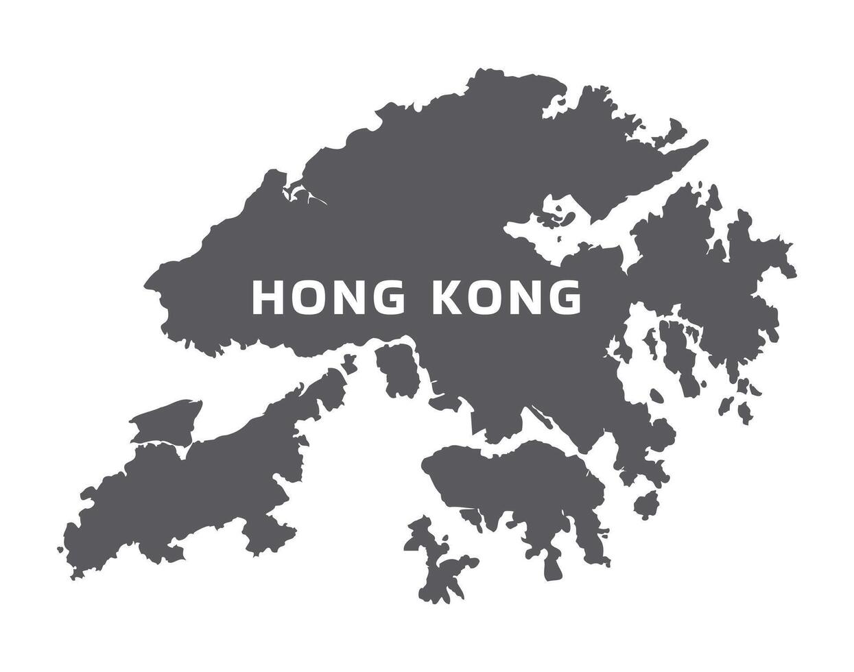 Simple flat Hong Kong map grey illustration vector