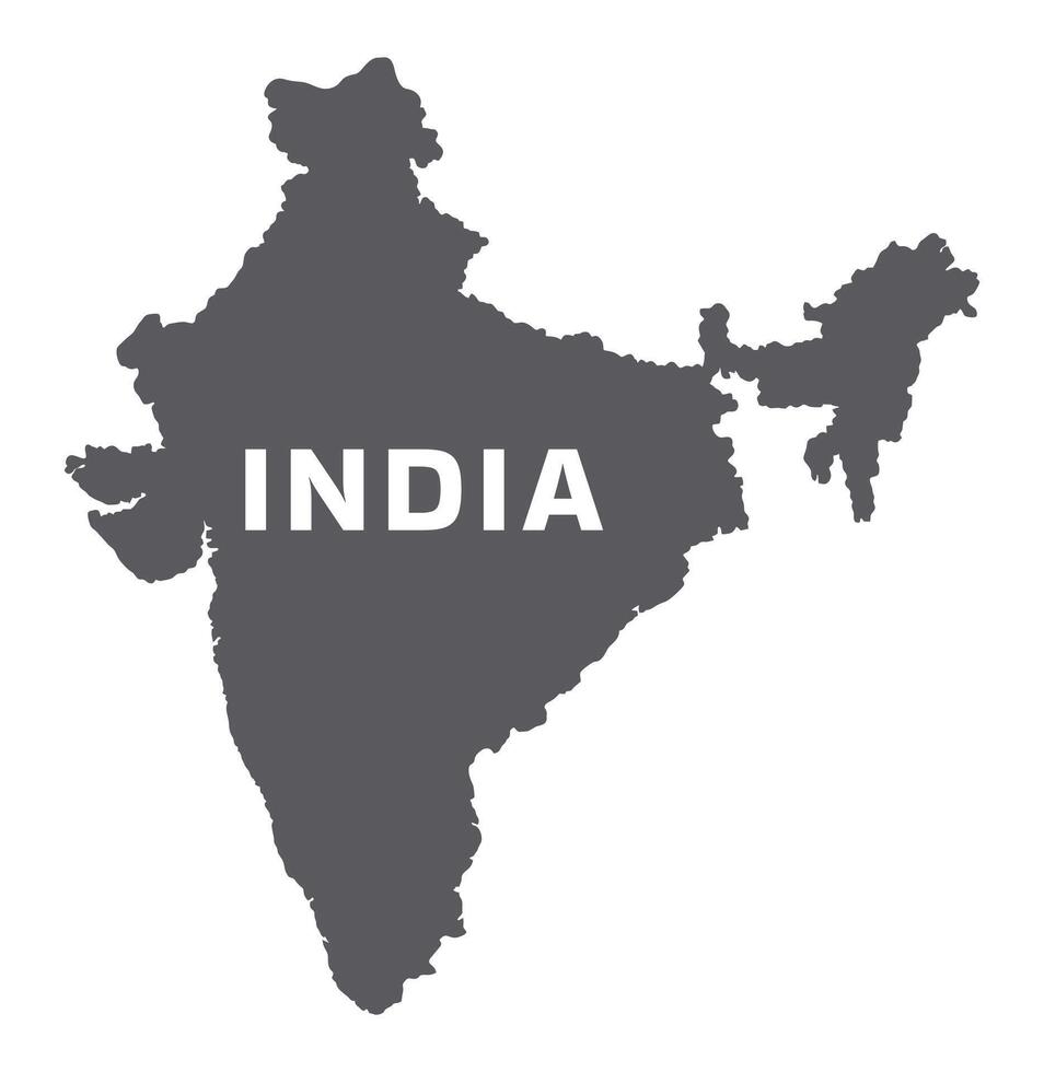 Simple flat India map grey illustration vector
