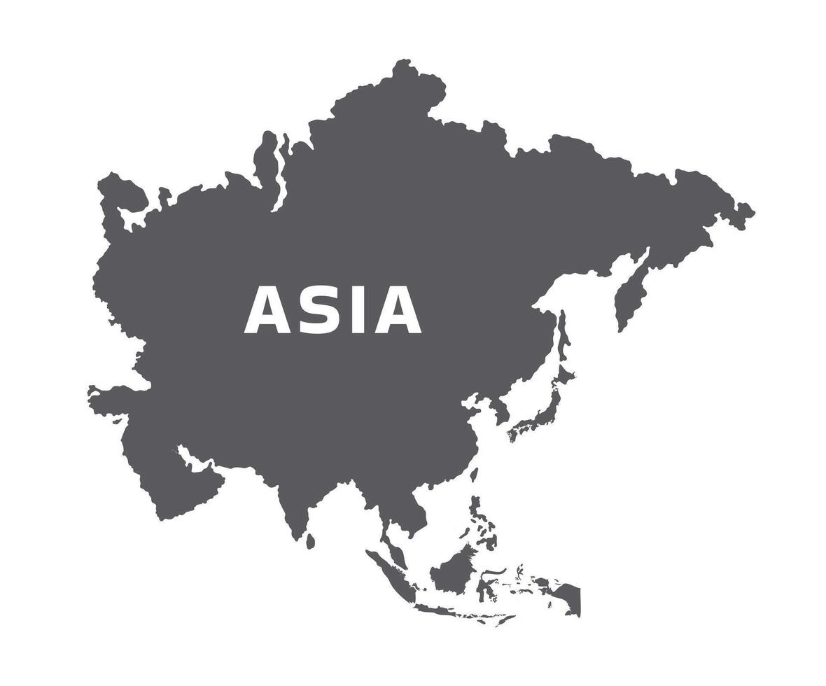 Simple flat Asia map grey illustration vector