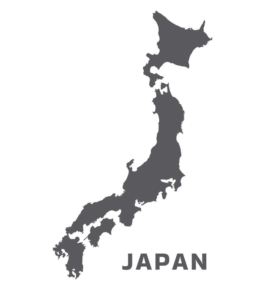 Simple flat Japan map grey illustration vector