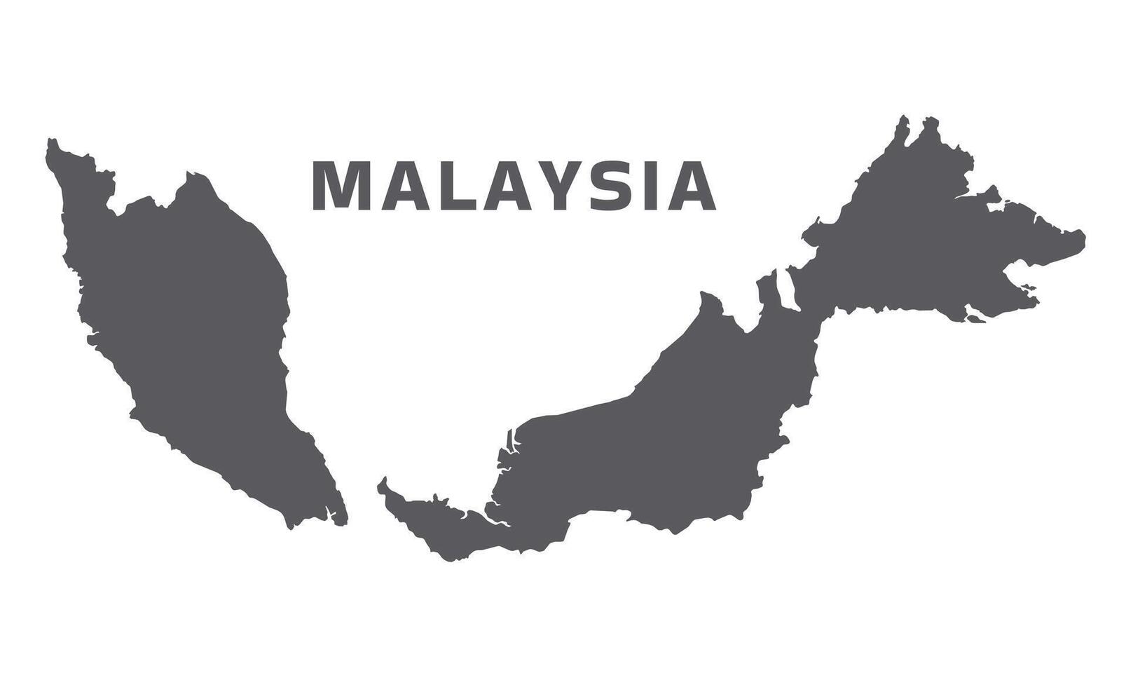 Simple flat Malaysia map grey illustration vector