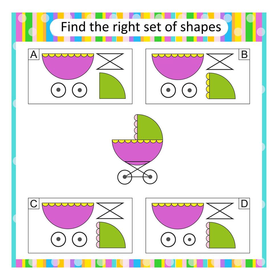 Attention task. Find the correct set of baby carriage. Answer is C. vector