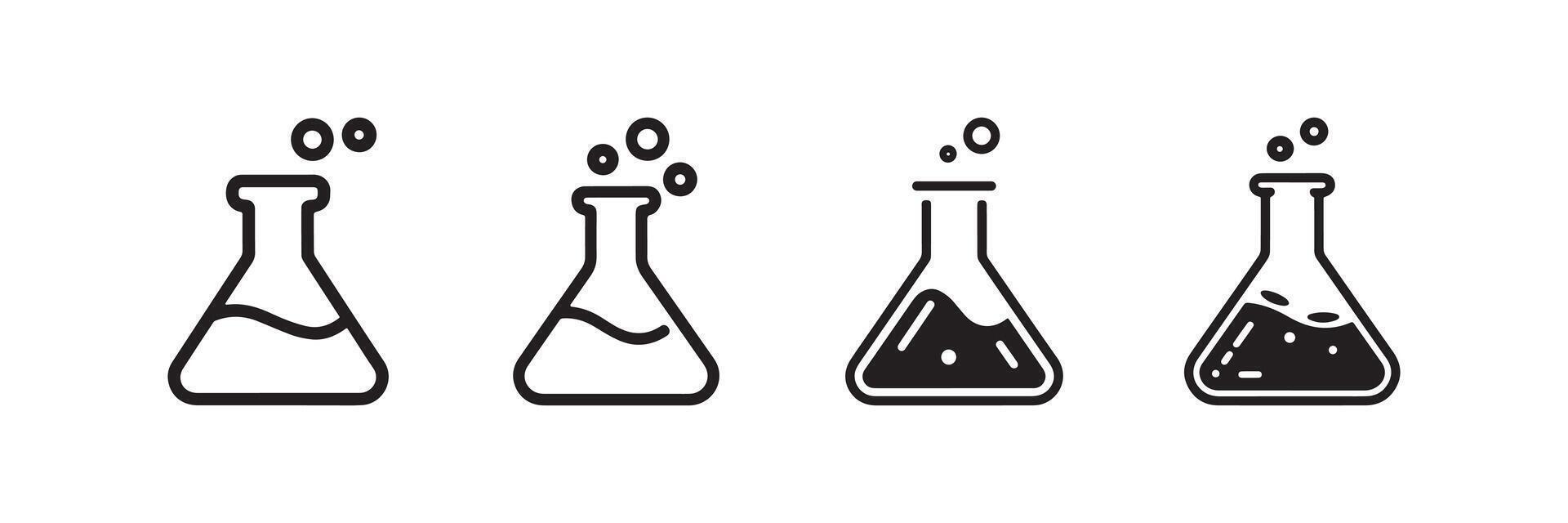 Chemistry Lab Flask Icon Set Laboratory Experiment Science Symbol vector