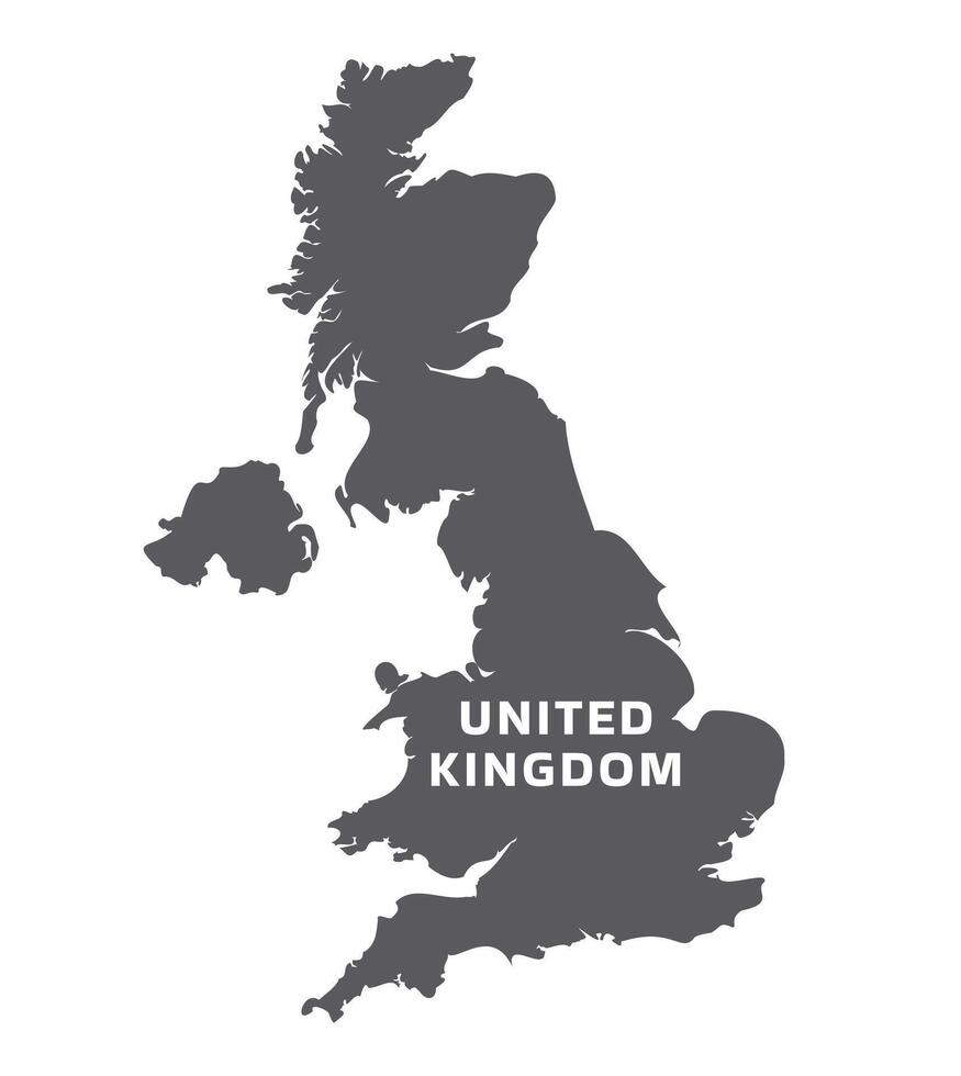 Simple flat United Kingdom map grey illustration vector
