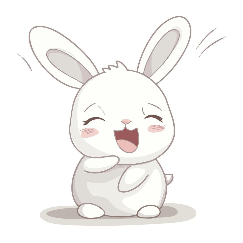 A Cute cartoon bunny with joyful expression, smiling and happy. This adorable character embodies playfulness and innocence, perfect for children illustrations or designs vector