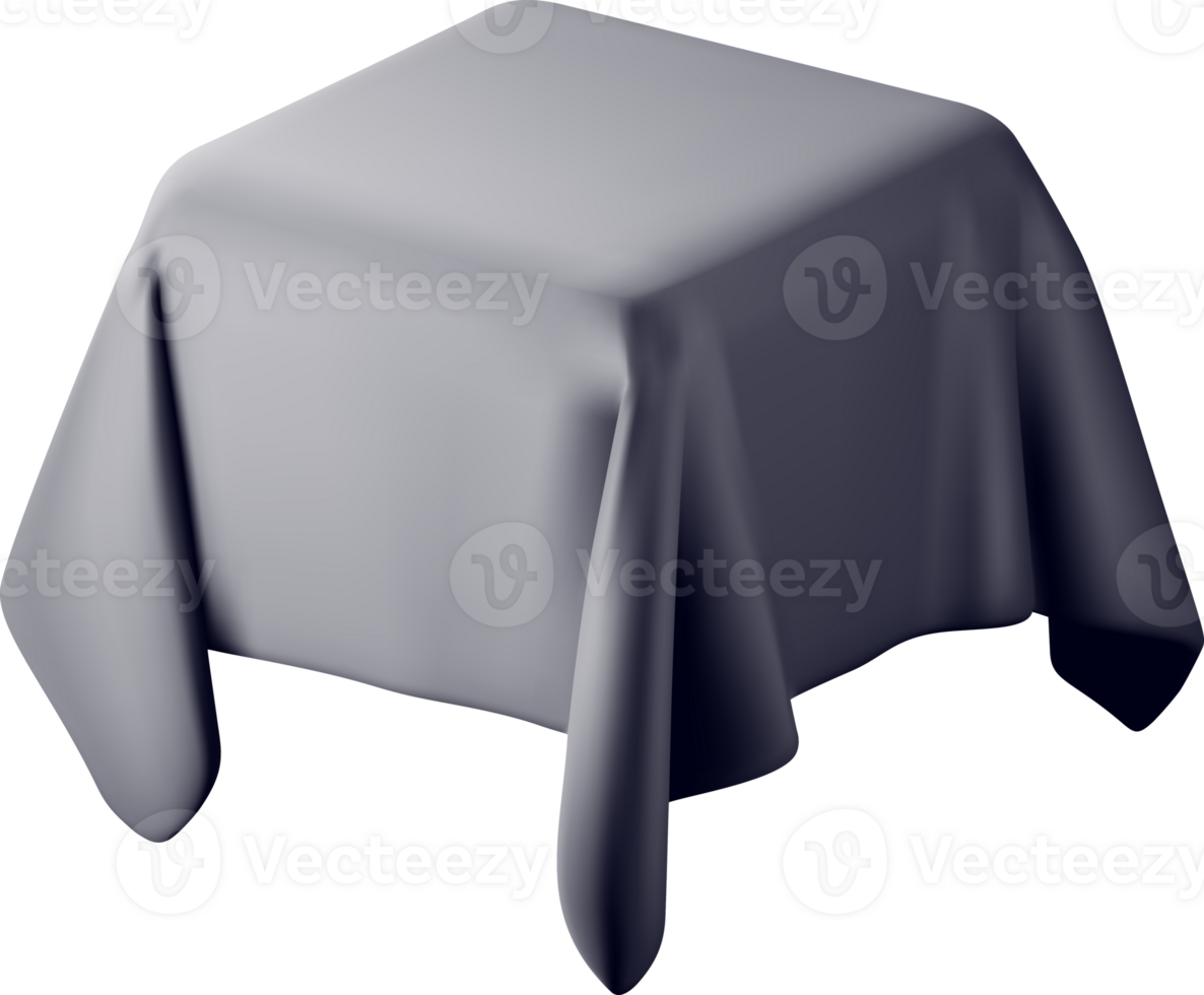 3D draped tables with cloth cover sign png