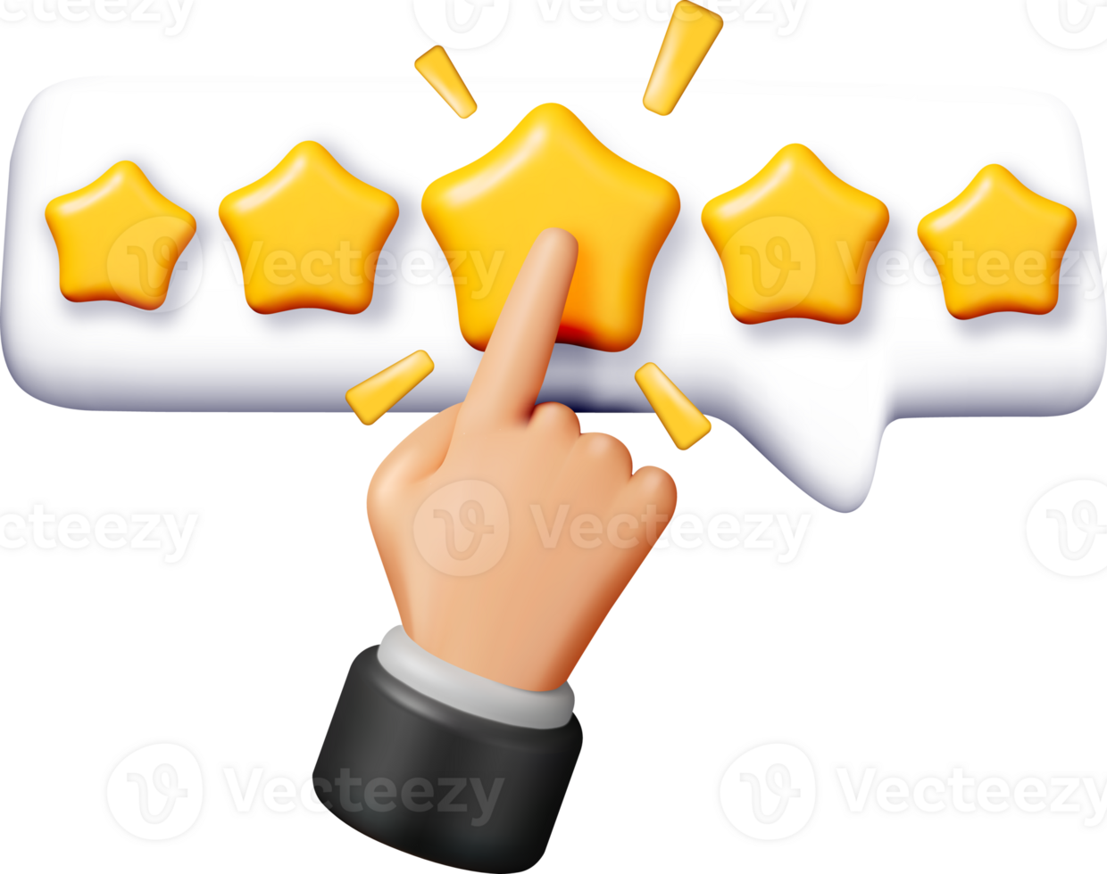 3D Colorful star shaped speech bubble and hand png