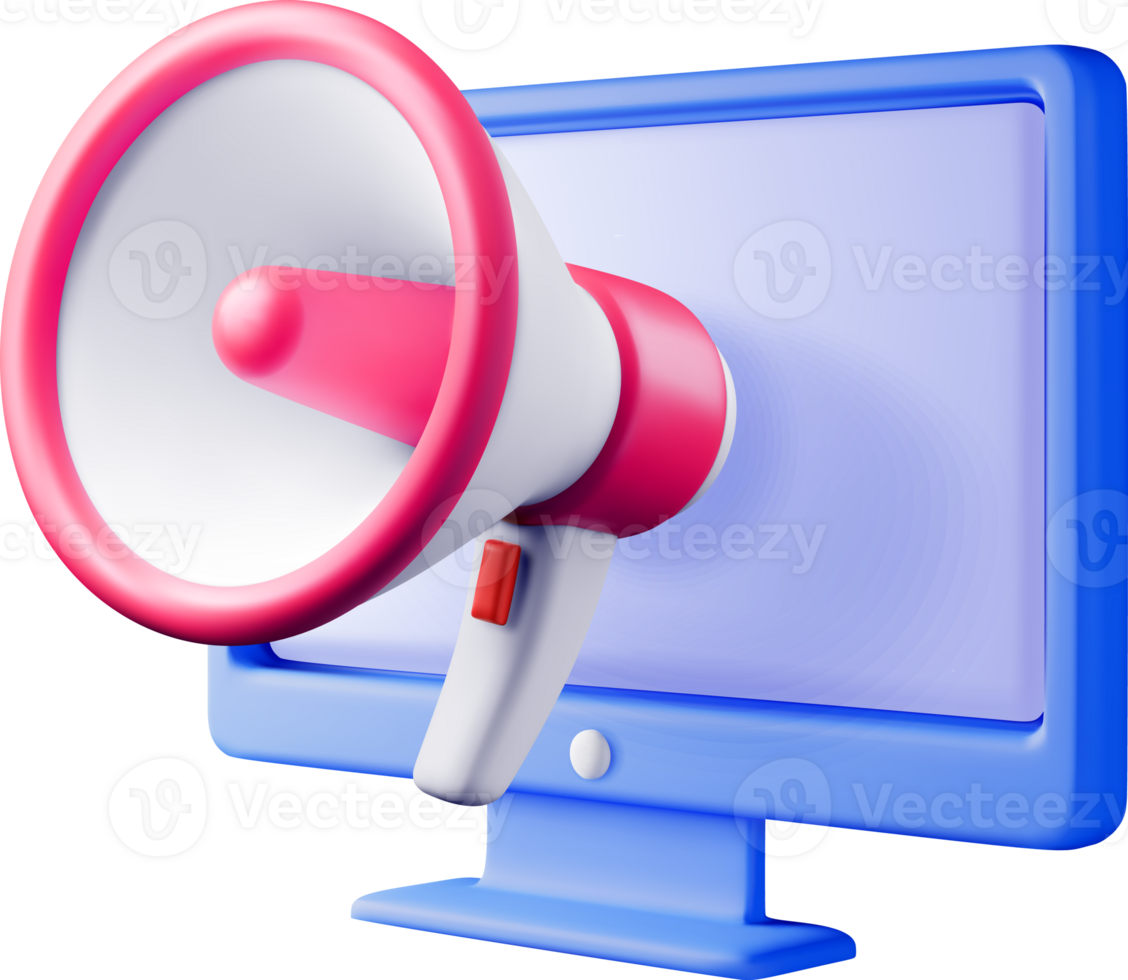 3D megaphone in computer icon png
