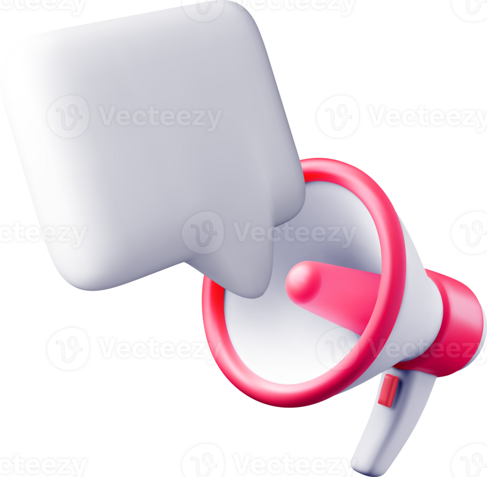 3D megaphone with blank bubble chat symbol png