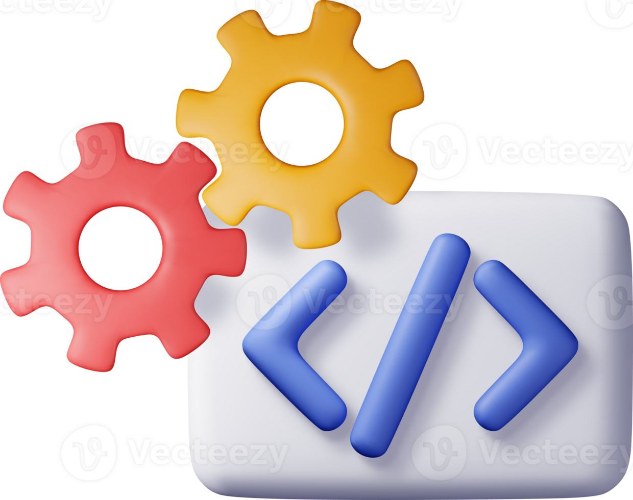 3d code icon and gear cogwheel png