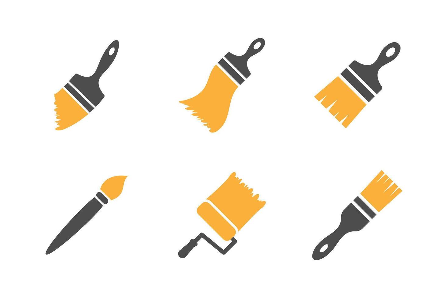 Six painting tools including a paint roller and brush vector