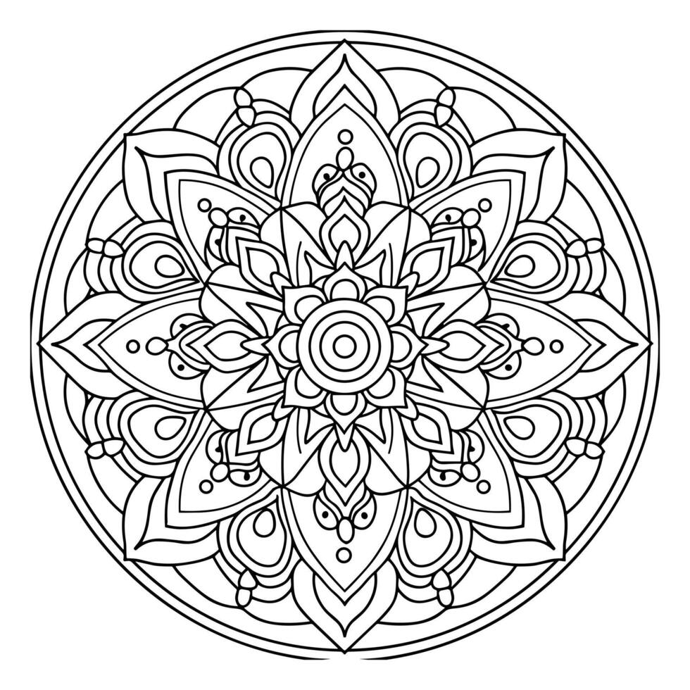 Intricate Mandala Coloring Page Design for Relaxation vector