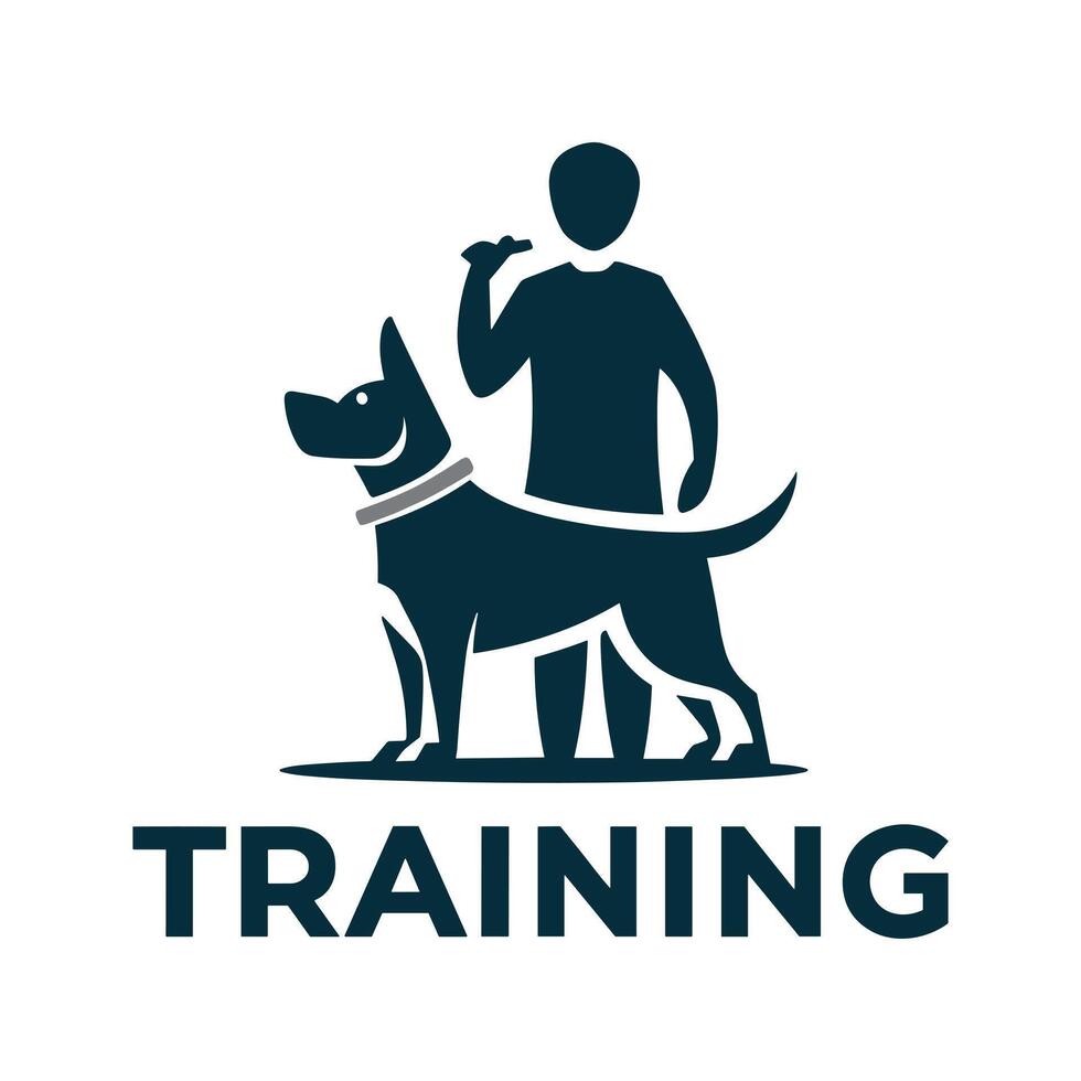 Dog Training Logo Featuring Person and Canine vector