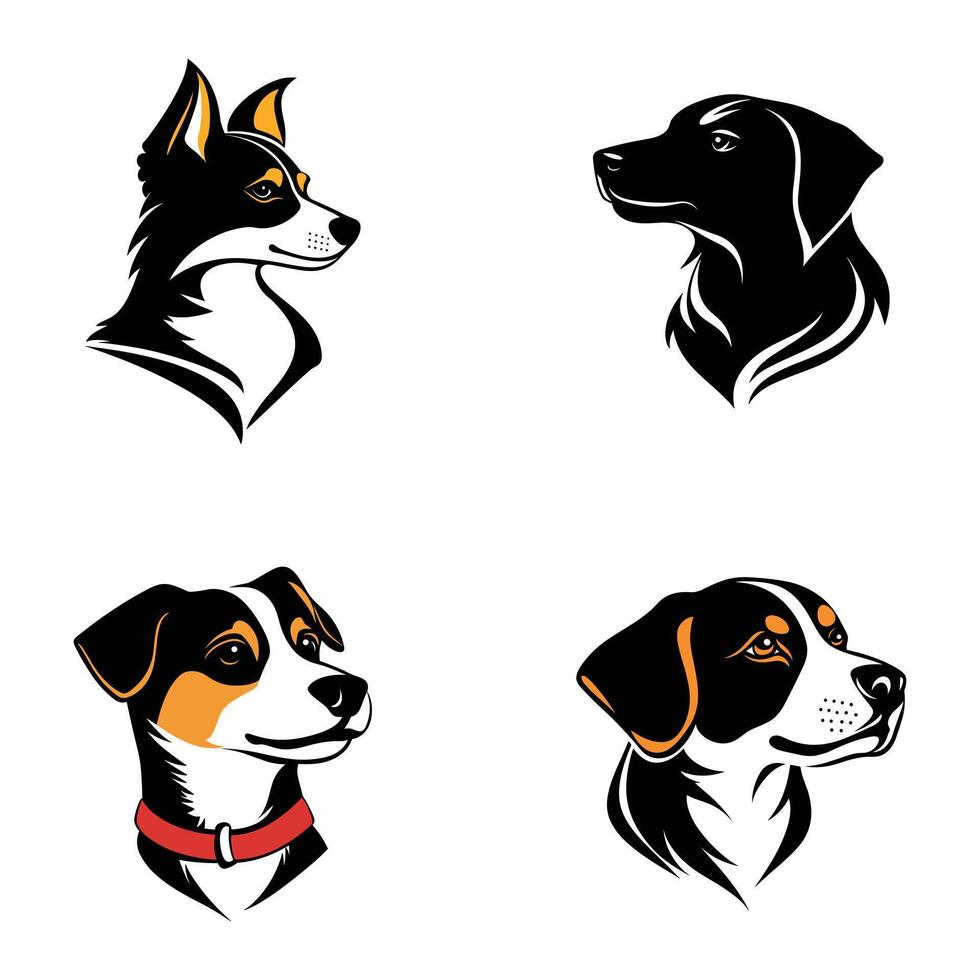 Four Dog Portraits in a Design vector