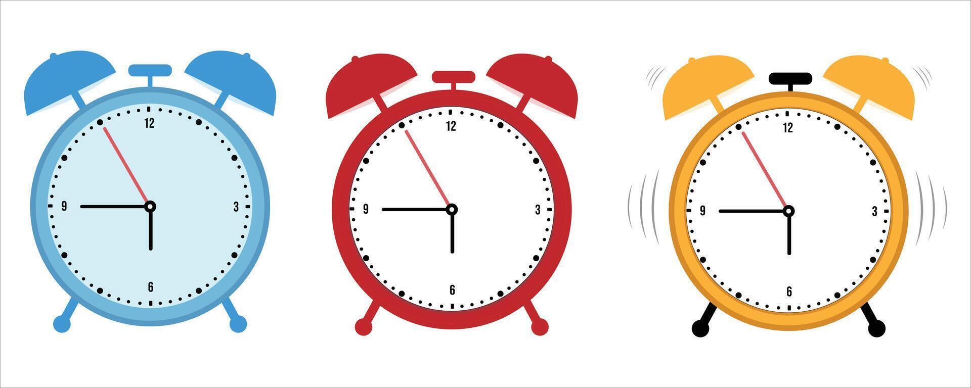 Alarm clock set in different colors vector