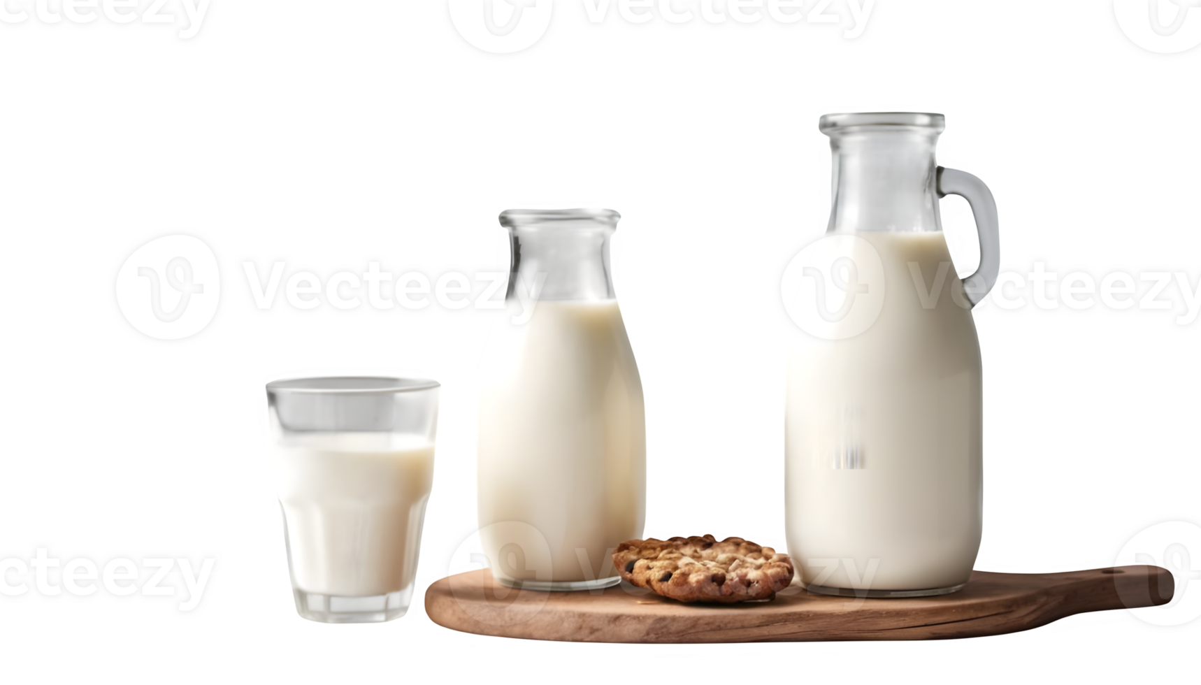 Milk in glass bottles and a glass of milk png