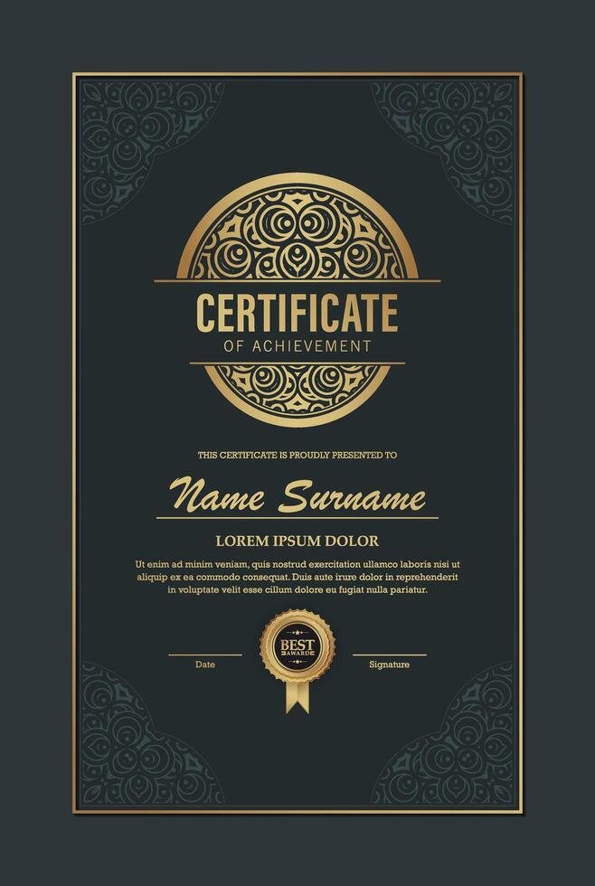 Luxury Gold achievement certificate best award diploma vector